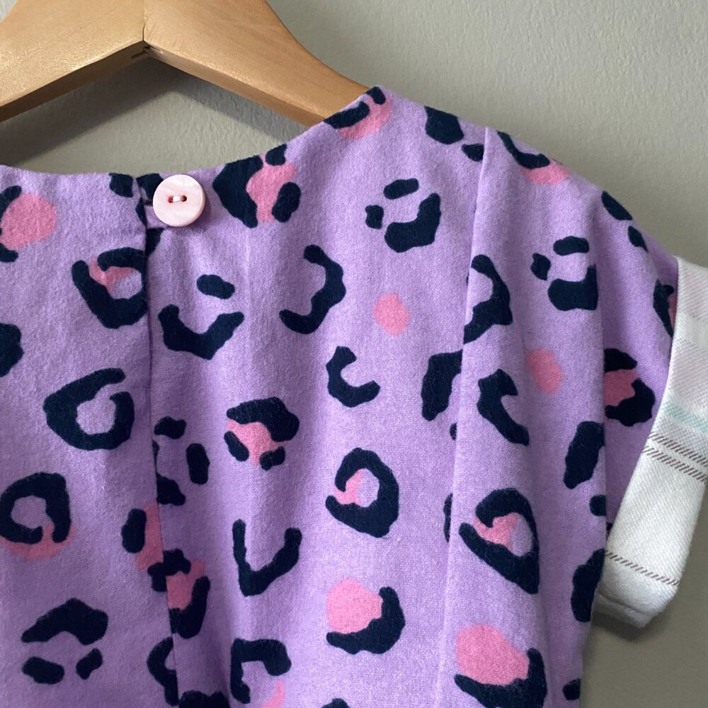 Handmade Children's 100% Cotton Flannelette Purple Pink Leopard Plaid Dress - Picture 9 of 14